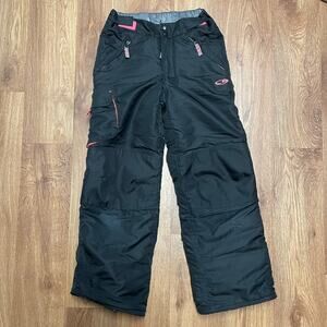 Champion Kids Black Pink Ski Snow Pants Size 7-8 Medium Waterproof Winter